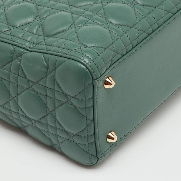 Pre Owned Dior Sage Green Cannage Leather Large Lady Dior Tote