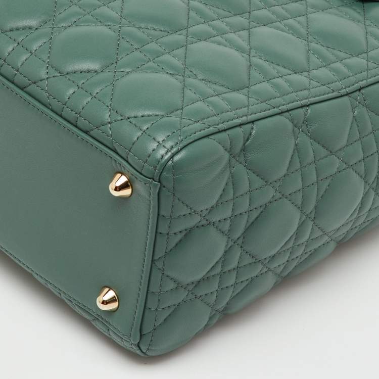 Pre Owned Dior Sage Green Cannage Leather Large Lady Dior Tote