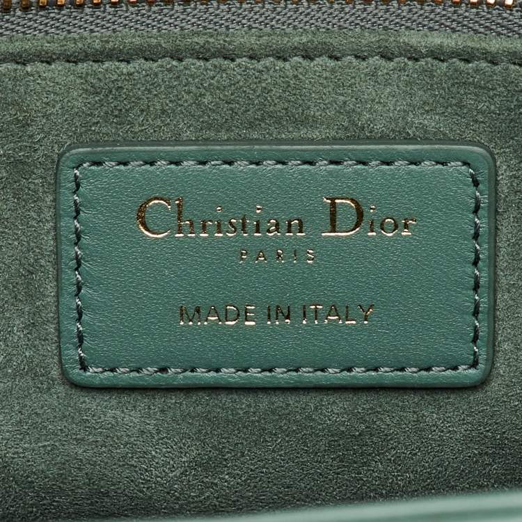 Pre Owned Dior Sage Green Cannage Leather Large Lady Dior Tote