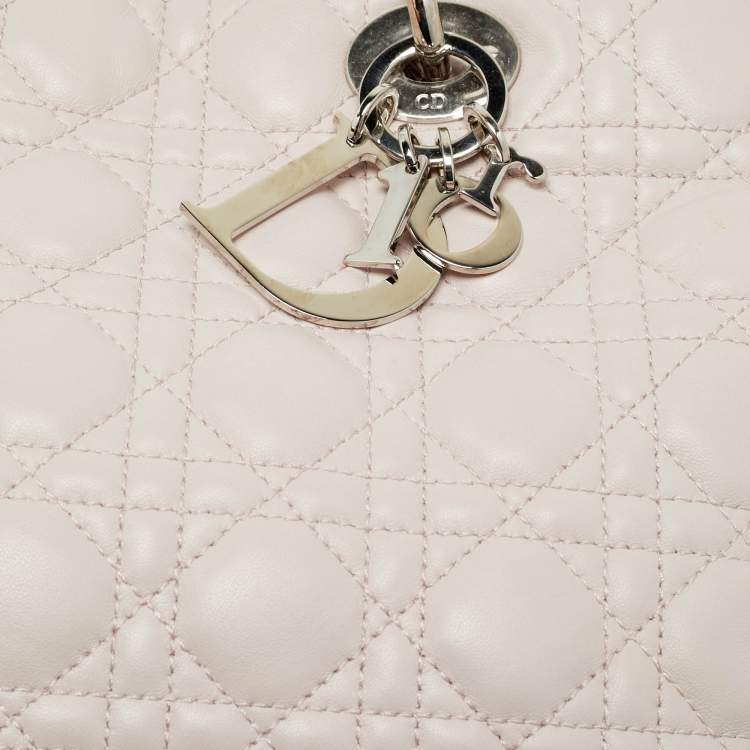 Pre Owned Dior Light Pink Cannage Leather Small Soft Lady Dior Tote