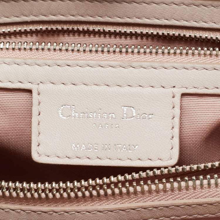 Pre Owned Dior Light Pink Cannage Leather Small Soft Lady Dior Tote