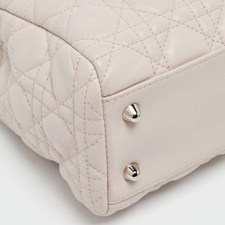 Pre Owned Dior Light Pink Cannage Leather Small Soft Lady Dior Tote