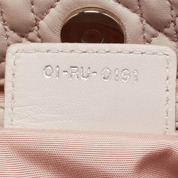 Pre Owned Dior Light Pink Cannage Leather Small Soft Lady Dior Tote