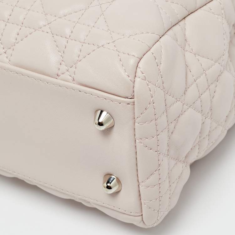 Pre Owned Dior Light Pink Cannage Leather Small Soft Lady Dior Tote