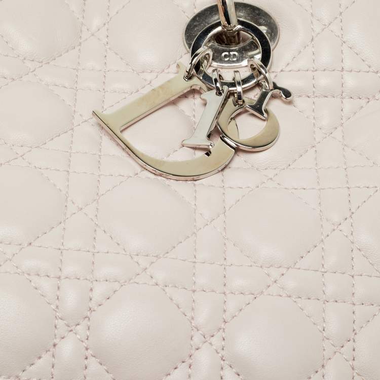 Pre Owned Dior Light Pink Cannage Leather Small Soft Lady Dior Tote