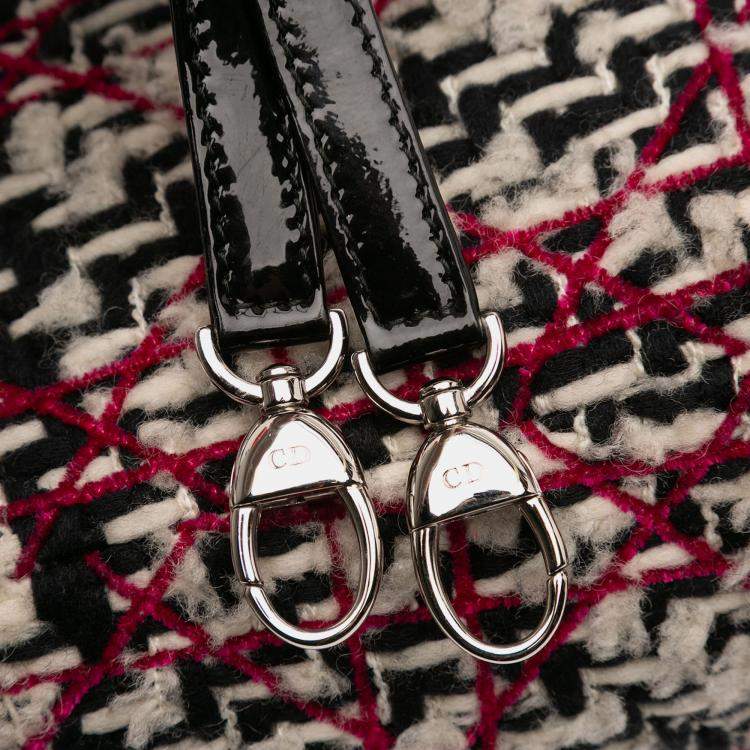 Pre Owned Dior Black Multicolor Medium Tweed Cannage Fringe Lady Dior