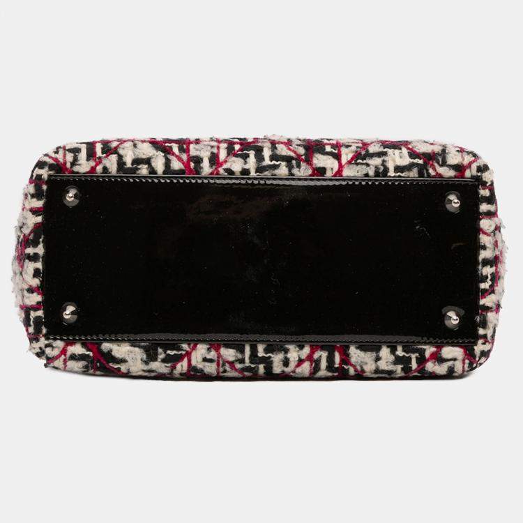 Pre Owned Dior Black Multicolor Medium Tweed Cannage Fringe Lady Dior