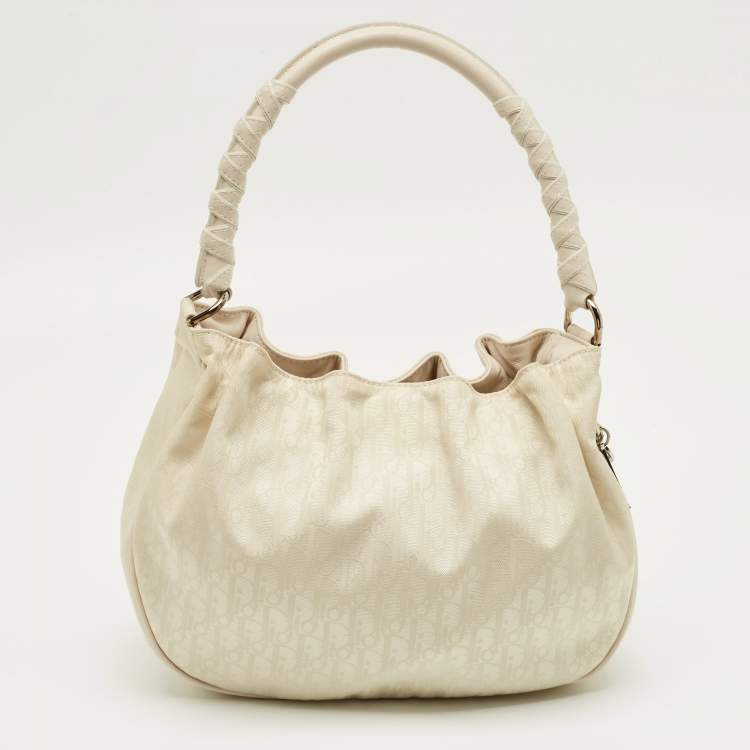 Pre Owned Dior Off White Diorissimo Nylon Lovely Hobo