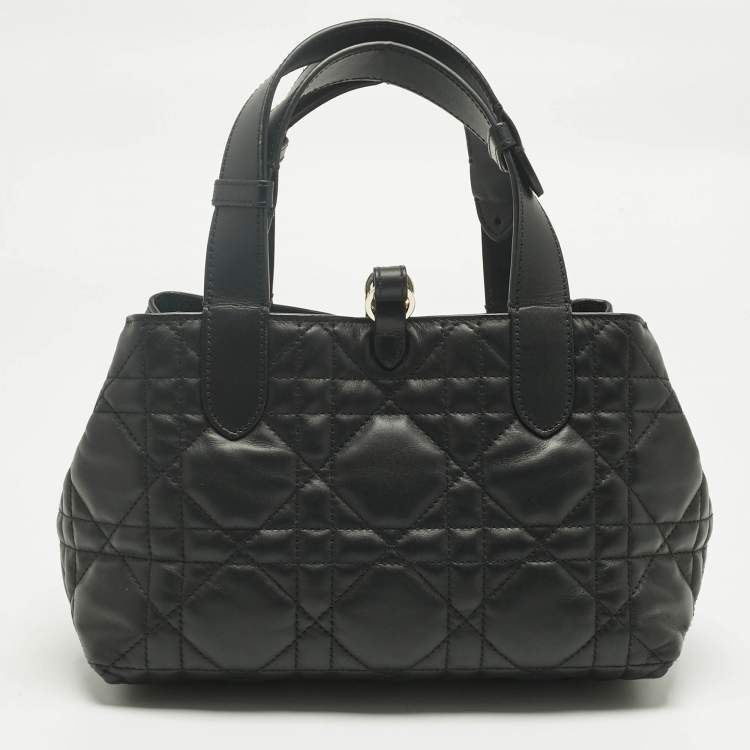 Pre Owned Dior Black Cannage Leather Small Toujours Tote