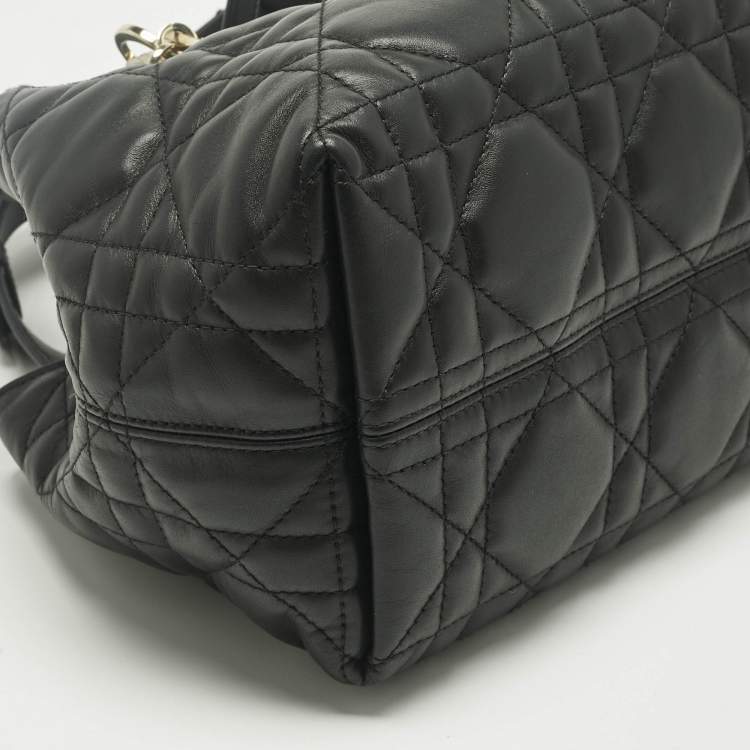 Pre Owned Dior Black Cannage Leather Small Toujours Tote