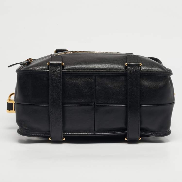 Pre Owned Dior Black Leather 30 Montaigne Duffel Bag