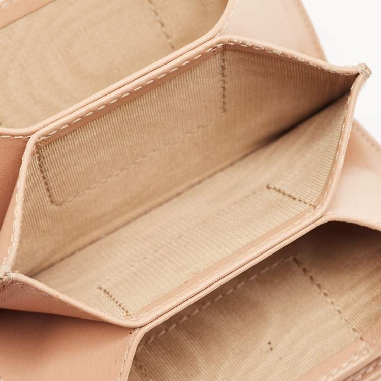 Pre Owned Dior Beige Cannage Patent Leather Lady Dior 5 Gusset Card Holder