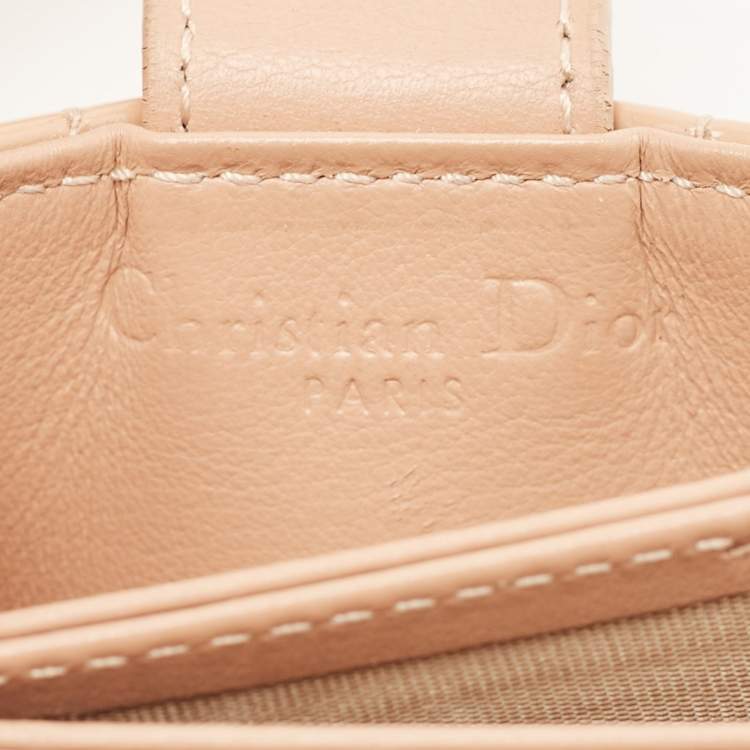 Pre Owned Dior Beige Cannage Patent Leather Lady Dior 5 Gusset Card Holder