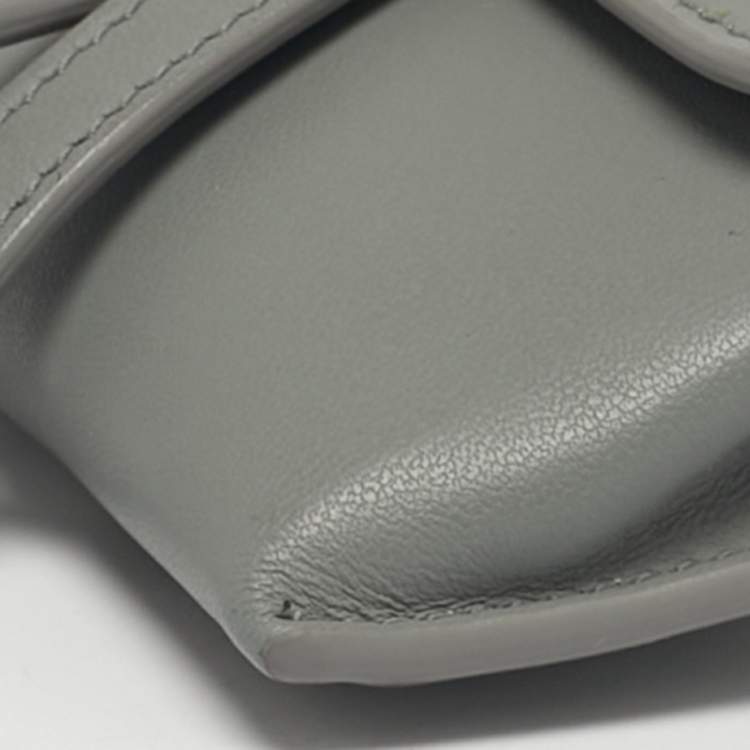 Pre Owned Dior Grey Ultra Matte Leather Nano Saddle Chain Pouch