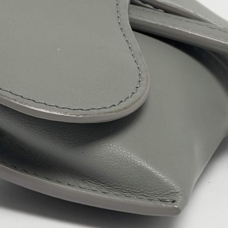 Pre Owned Dior Grey Ultra Matte Leather Nano Saddle Chain Pouch