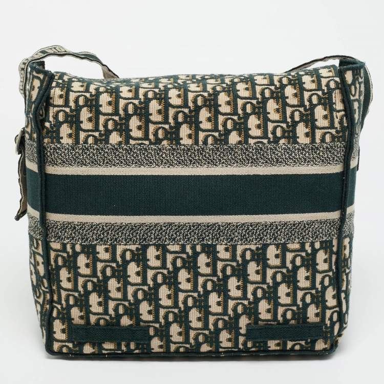 Pre Owned Dior Green Embroidered Canvas Diorcamp Messenger Bag