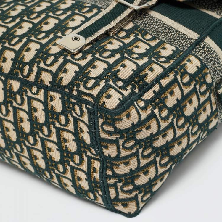 Pre Owned Dior Green Embroidered Canvas Diorcamp Messenger Bag