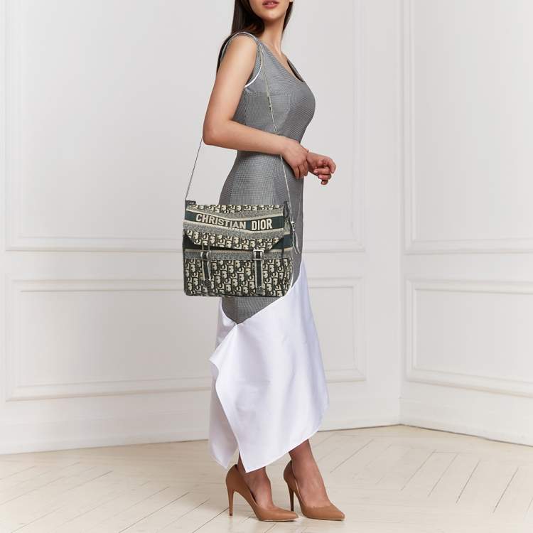 Pre Owned Dior Green Embroidered Canvas Diorcamp Messenger Bag