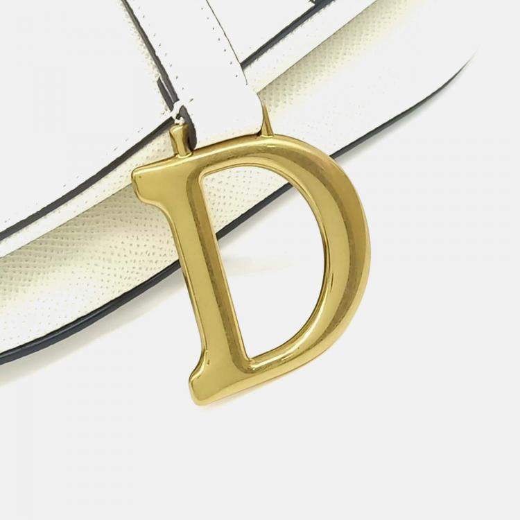 Pre Owned Dior White Leather Saddle Bag