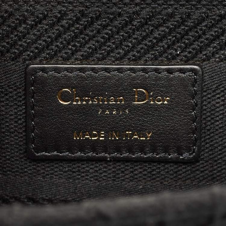 Pre Owned Dior Black Cannage Embroidered Canvas Medium Lady D-Lite Tote