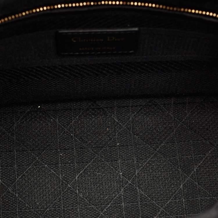 Pre Owned Dior Black Cannage Embroidered Canvas Medium Lady D-Lite Tote