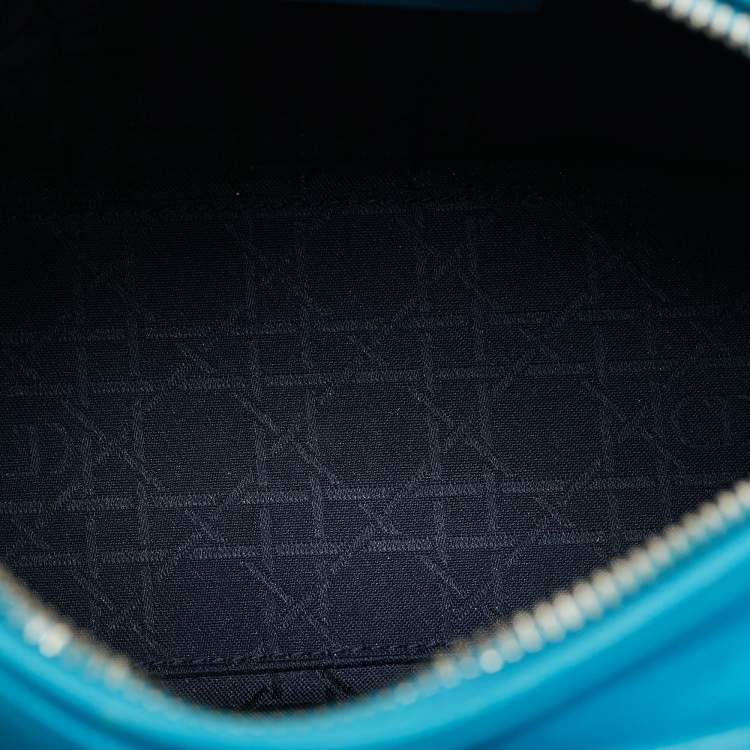 Pre Owned Dior Light Blue Cannage Leather Medium Lady Dior Tote
