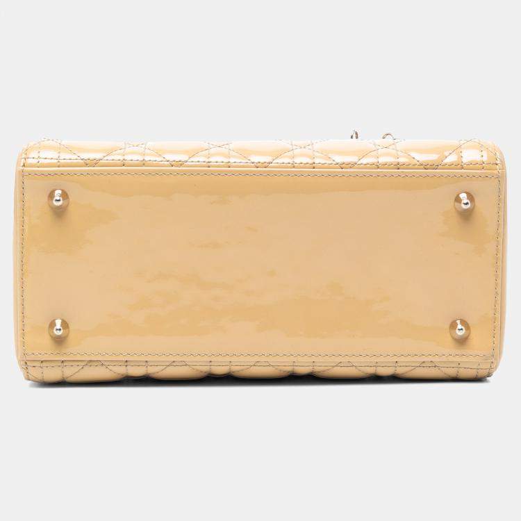 Pre Owned Dior Brown Medium Patent Cannage Lady Dior