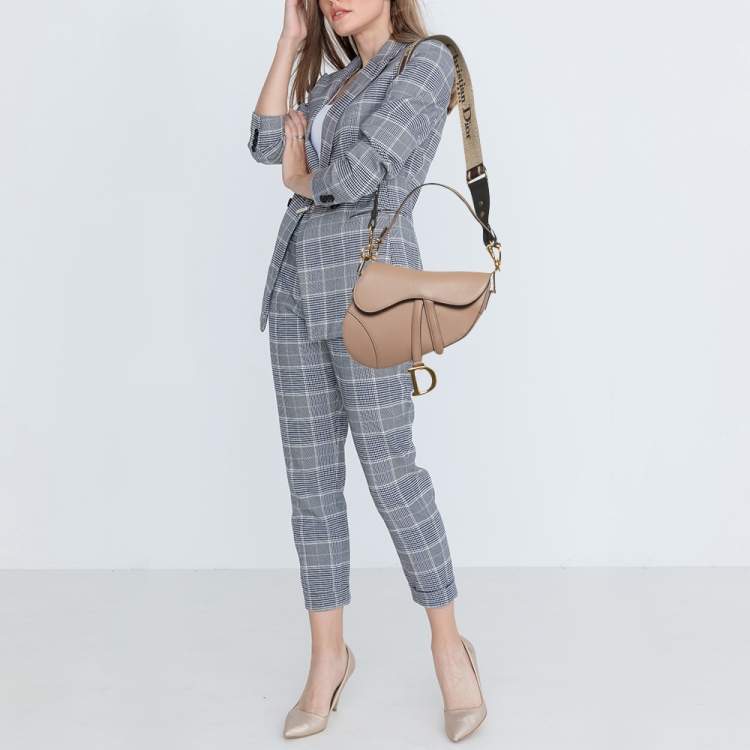 Pre Owned Dior Beige Leather Saddle Bag