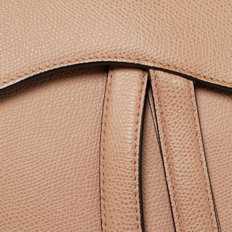 Pre Owned Dior Beige Leather Saddle Bag