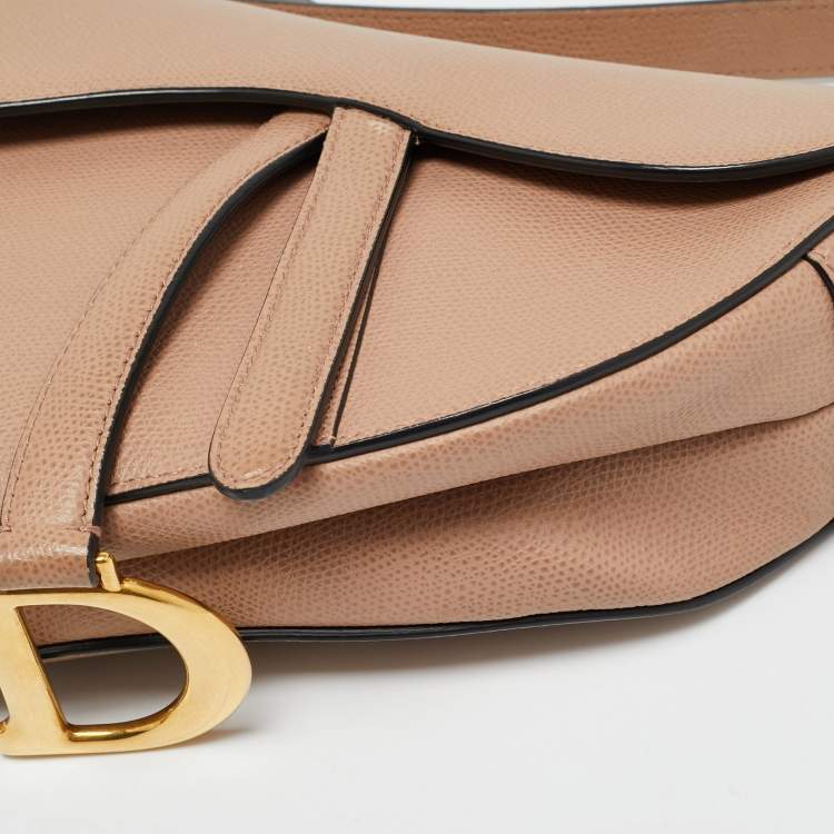 Pre Owned Dior Beige Leather Saddle Bag