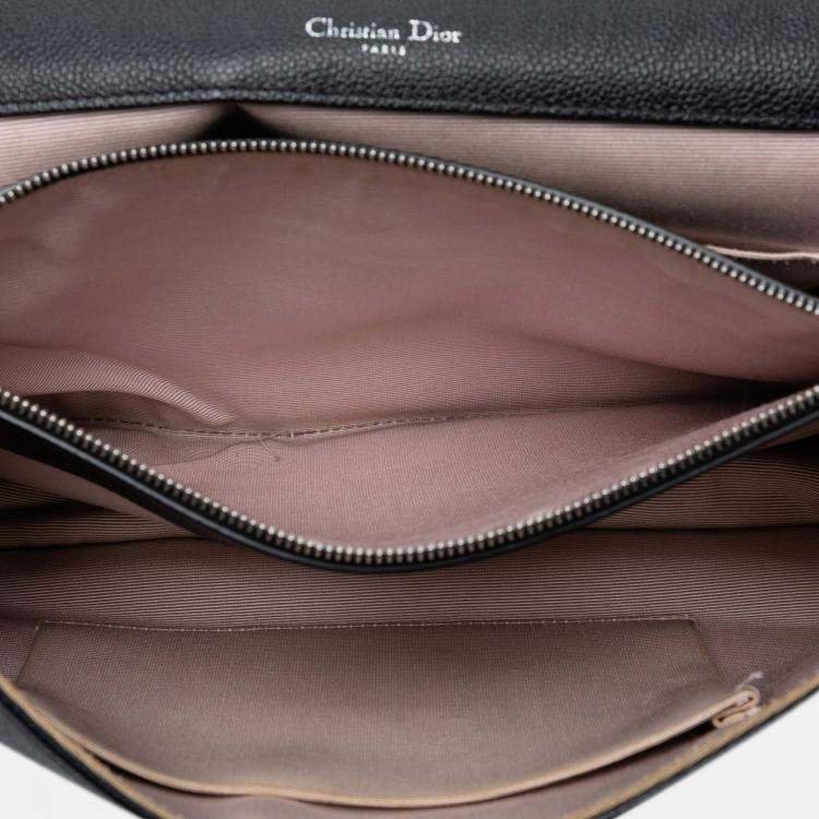 Pre Owned Dior Black Large Grained Calfskin Diorama Flap