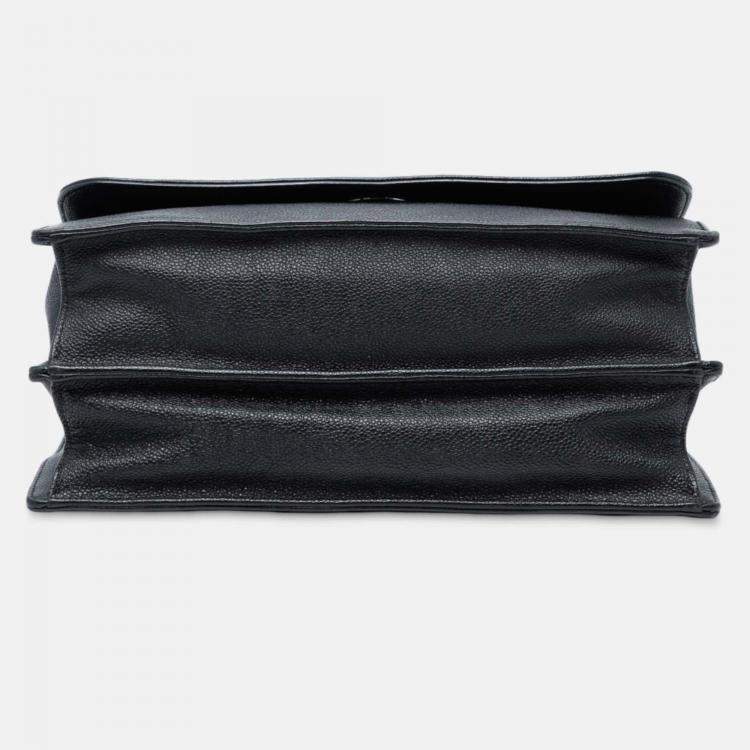 Pre Owned Dior Black Large Grained Calfskin Diorama Flap