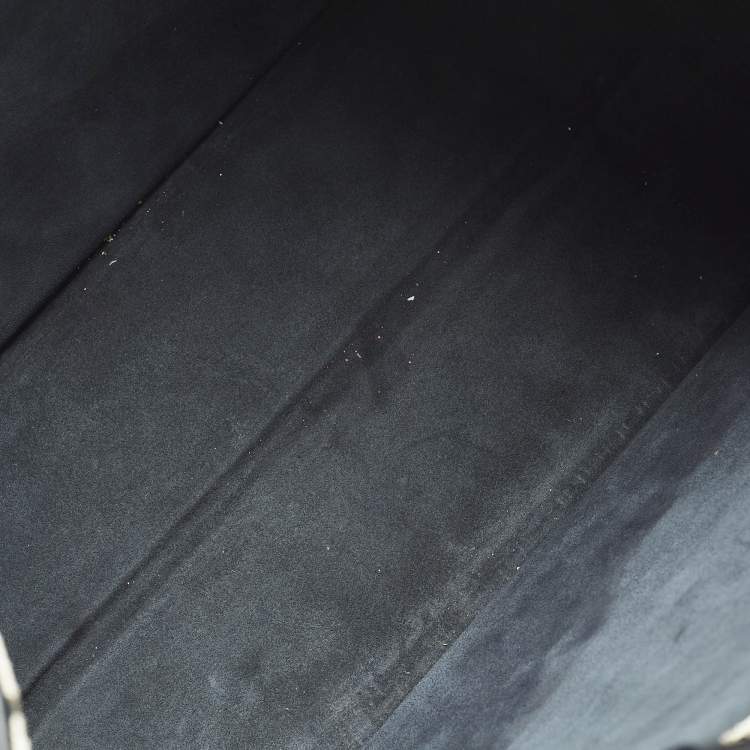 Pre Owned Dior Navy Blue/White Leather Embroidered Medium Book Tote