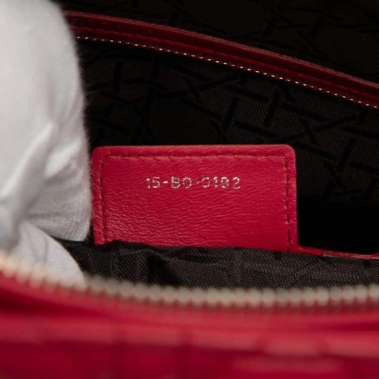 Pre Owned Dior Red Large Lambskin Cannage Lady Dior