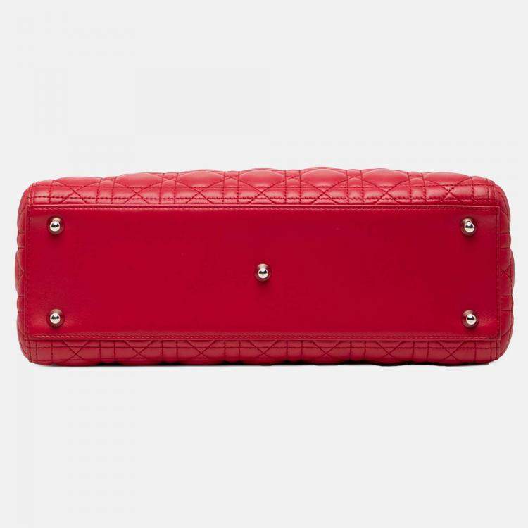 Pre Owned Dior Red Large Lambskin Cannage Lady Dior