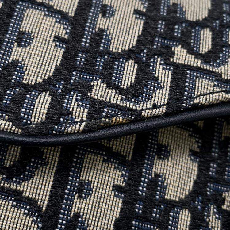 Pre Owned حقيبة كتف جانبية أوبليك ديور قماش جلد أزرق بحري