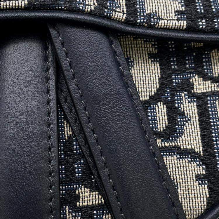 Pre Owned حقيبة كتف جانبية أوبليك ديور قماش جلد أزرق بحري