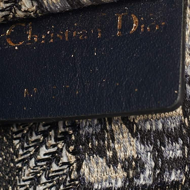 Pre Owned Dior Navy Blue Oblique Canvas Mini Book Tote