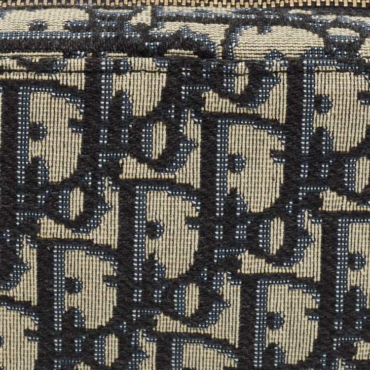 Pre Owned Dior Navy Blue Oblique Canvas and Leather Pouch Belt Bag