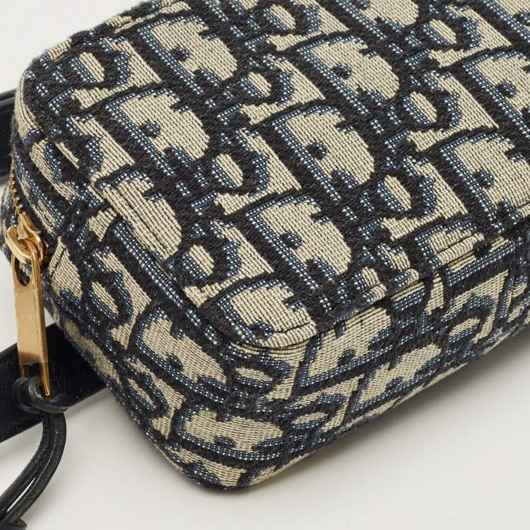 Pre Owned Dior Navy Blue Oblique Canvas and Leather Pouch Belt Bag