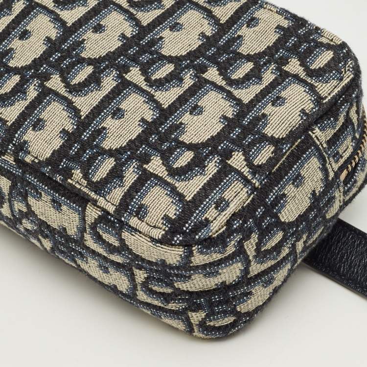 Pre Owned Dior Navy Blue Oblique Canvas and Leather Pouch Belt Bag