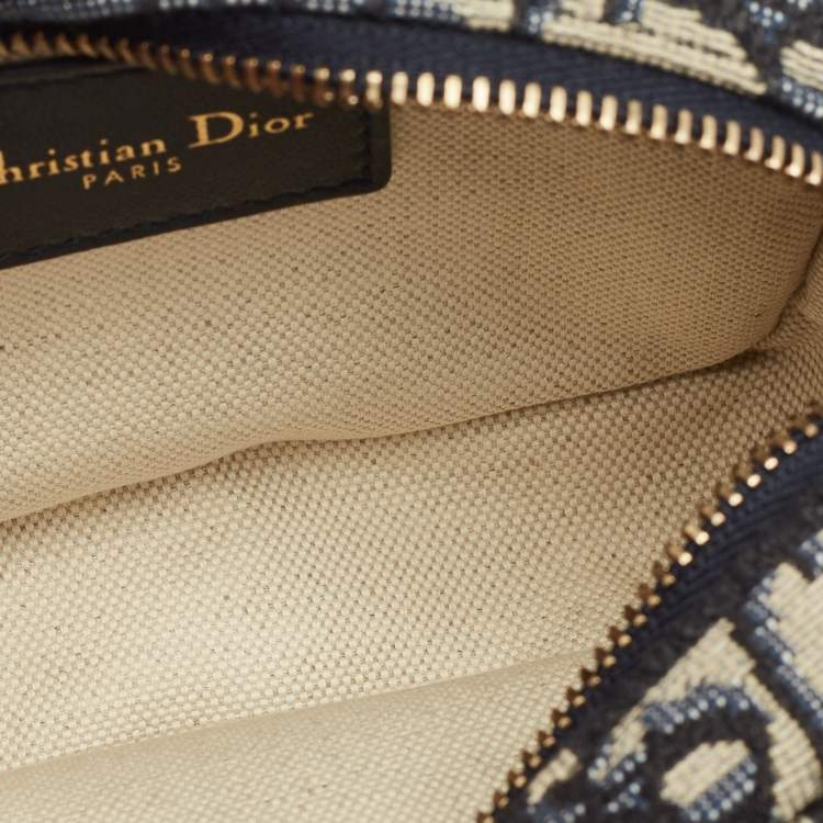 Pre Owned Dior Navy Blue Oblique Canvas and Leather Pouch Belt Bag