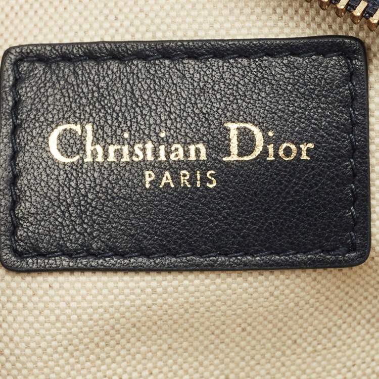 Pre Owned Dior Navy Blue Oblique Canvas and Leather Pouch Belt Bag