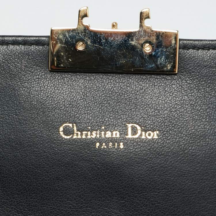 Pre Owned Dior Black Cannage Patent Leather Miss Dior Promenade Wallet On Chain