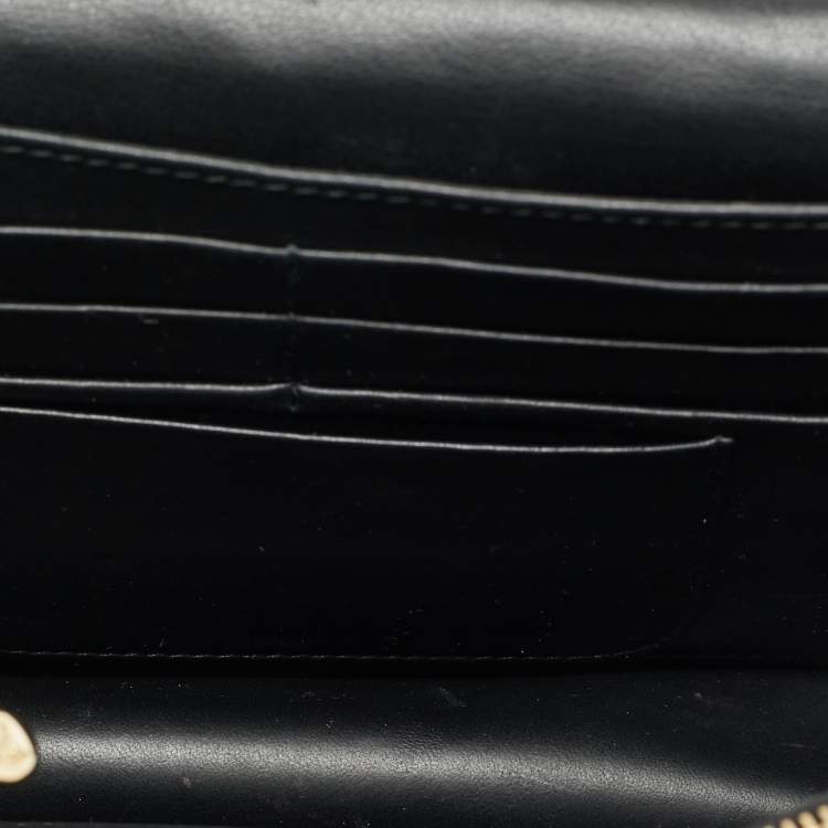 Pre Owned Dior Black Cannage Patent Leather Miss Dior Promenade Wallet On Chain