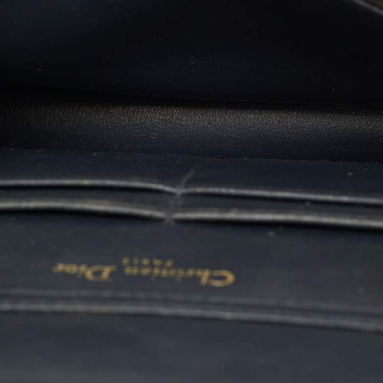 Pre Owned Dior Gold Microcannage Patent Leather Diorama Wallet on Chain