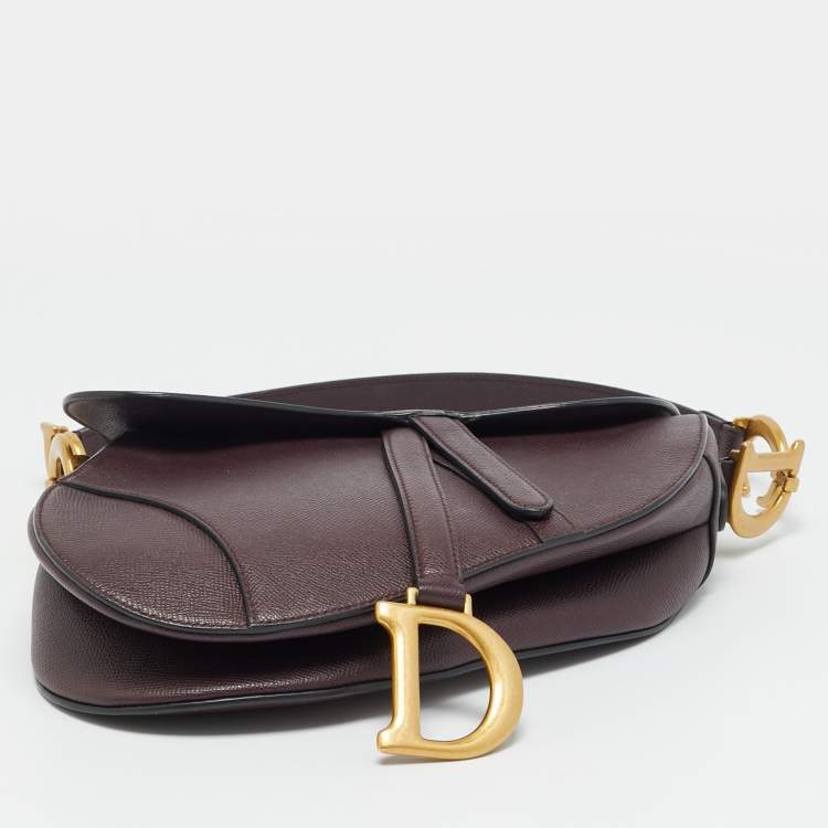 Pre Owned Dior Saddle Burgundy Leather Shoulder Bag
