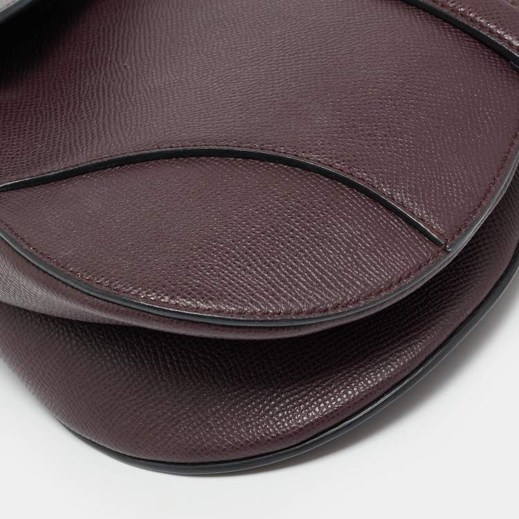 Pre Owned Dior Saddle Burgundy Leather Shoulder Bag
