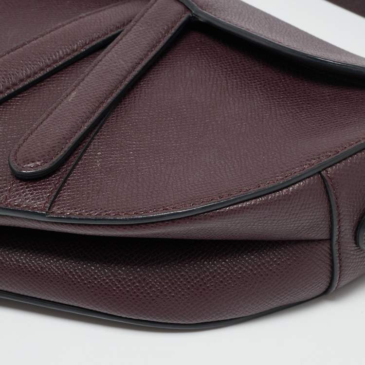 Pre Owned Dior Saddle Burgundy Leather Shoulder Bag