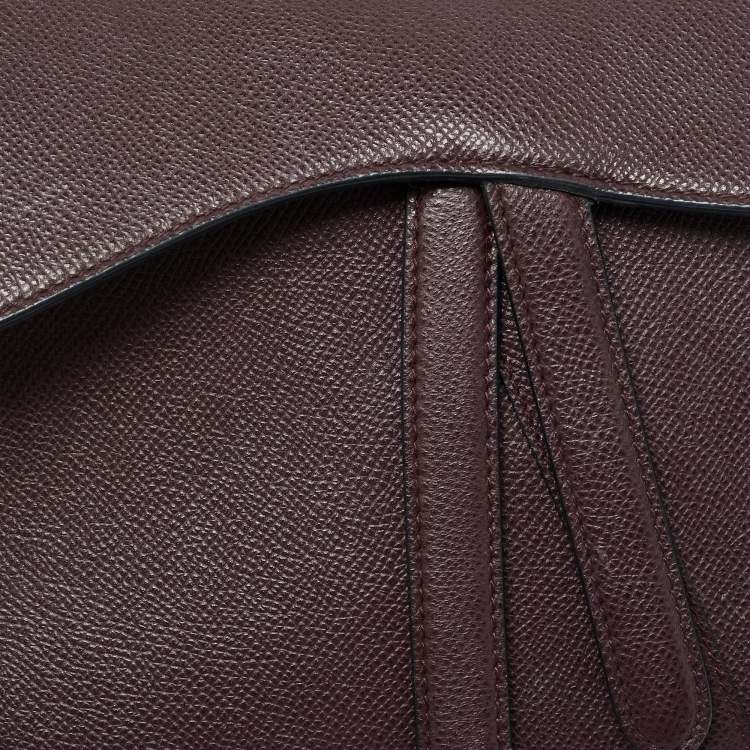 Pre Owned Dior Saddle Burgundy Leather Shoulder Bag